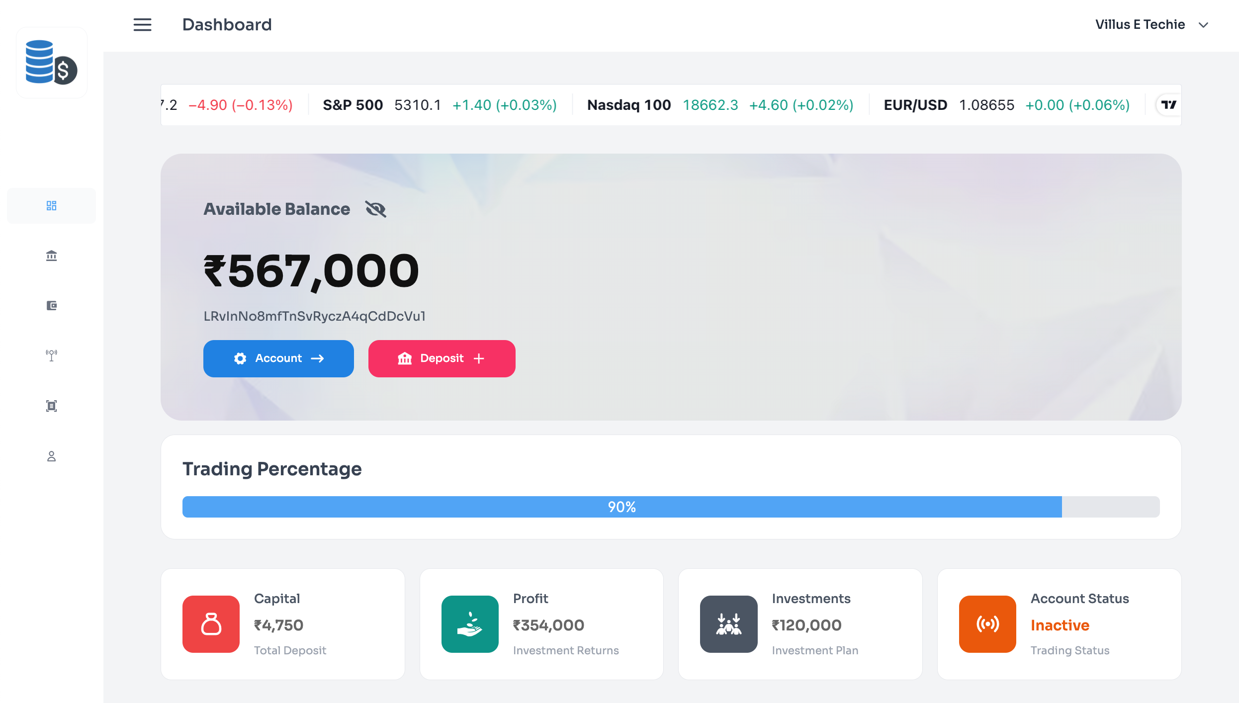 Screenshot of Trin Wise Investments Dashboard